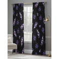 thumbnail image 4 of Purple Olive Fruits Sheer Curtains 84 Inch Length 2 Panels Set Window Treatments, Spring Farm Branches Leaves Plants Black Rod Pocket Semi Curtains for Living Room/Bedroom/Kitchen, 104"W x 84"L, 4 of 7