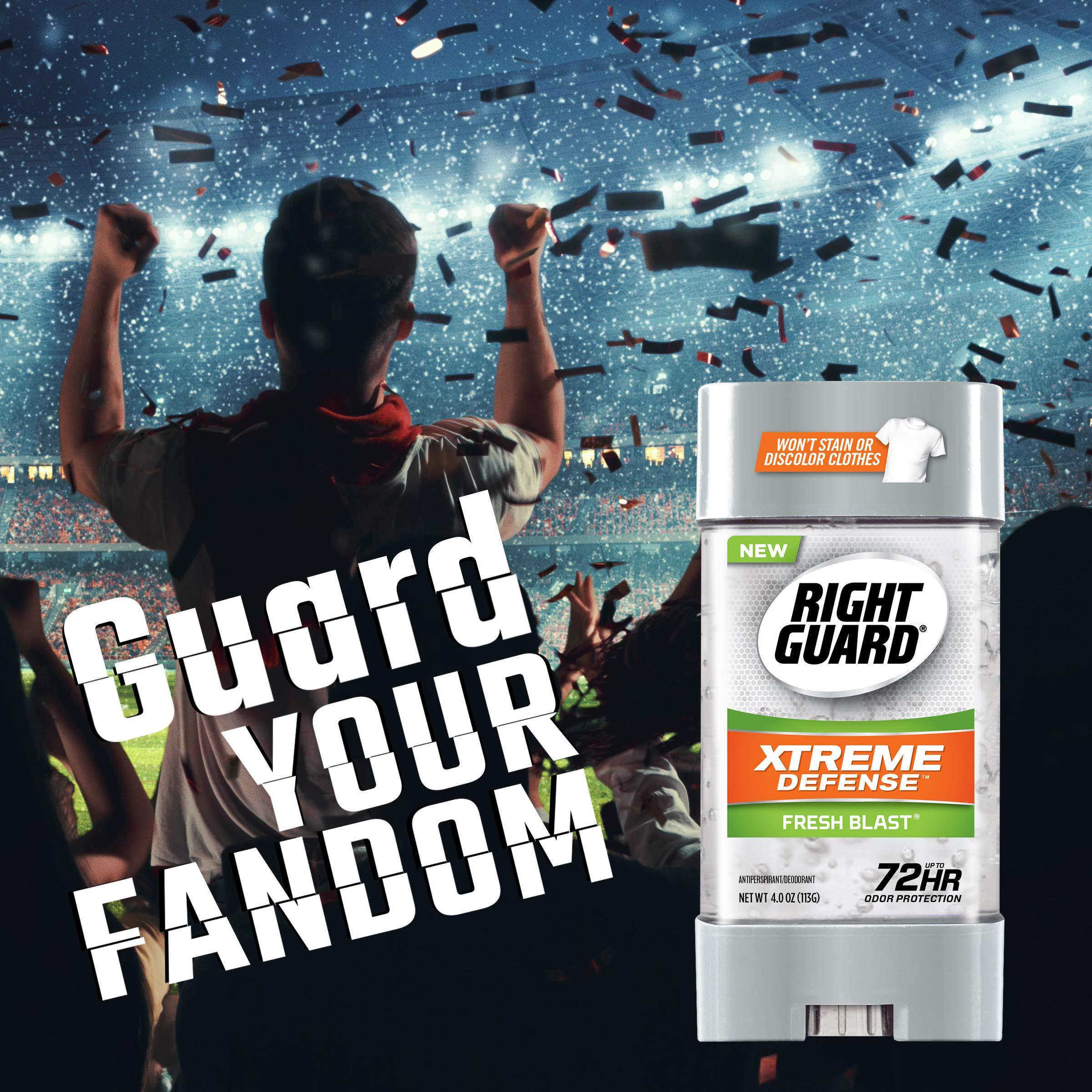 Right Guard Xtreme Defense Antiperspirant Deodorant Gel, Fresh Blast, 4 Ounce, 4 count