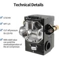 thumbnail image 4 of Air Compressor Pressure Switch Replacement LF10-4H with 95-125 PSI Range and 20A Rating, 4-Port, 4 of 5