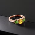 thumbnail image 3 of Gem Stone King 1.87 Ct Oval Yellow Citrine Green Chrome Diopside 18K Rose Gold Plated Silver Moissanite Ring (Size 6), 3 of 4