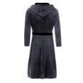 thumbnail image 4 of Innerwin Bath Robes Hoodie Men's Wrap Robe Winter Long Sleeve Soft Dressing Gown Gray Black 3XL, 4 of 6