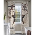 thumbnail image 4 of Texas Star Vintage Sheer Curtains 63 Inch Length 2 Panels Set for Living Room/Bedroom, Brown Retro Berry Beige Wooden Branches Kitchen Curtains Grommet Semi-Sheer Curtains Window Treatments 42"x63"x2, 4 of 7