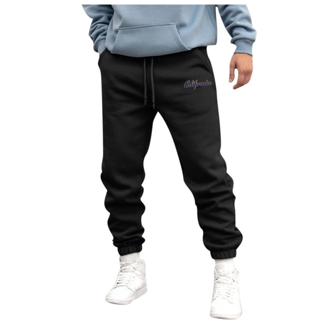 WEAIXIMIUNG Pantalon Noir Homme Ajusté Fuselé Automne et Hiver Mode Rue Loisirs Sports Extérieur Course Pull Pantalon