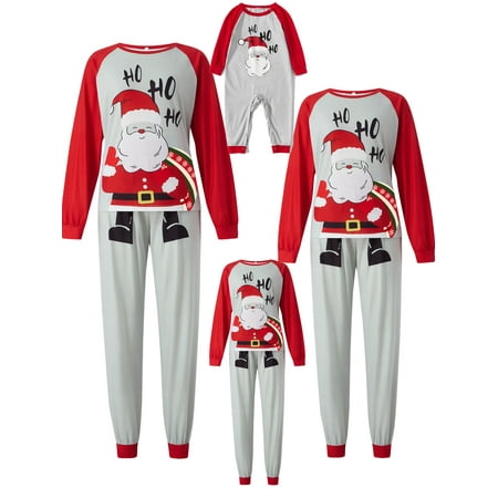 

JYYYBF Christmas Matching Outfits for Family Santa Claus Long Sleeve T-Shirt Casual Trouser Pant Set Sleepwear Nightwear Red