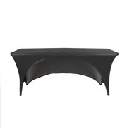 Efavormart 8FT Black Open Back Stretch Spandex Table Cover, Rectangular Fitted Tablecloth