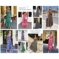 thumbnail image 4 of PRETTYGARDEN Women's Boho Floral Maxi Dress Summer Smocked V Neck Ruffle Sleeve Spring Flowy Beach Vacation Sundresses, 4 of 6