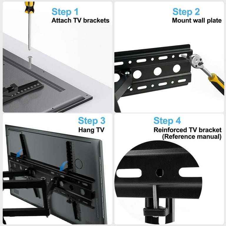 Full Motion TV Wall Mount Bracket for 32-80 inch TVs, Articulating