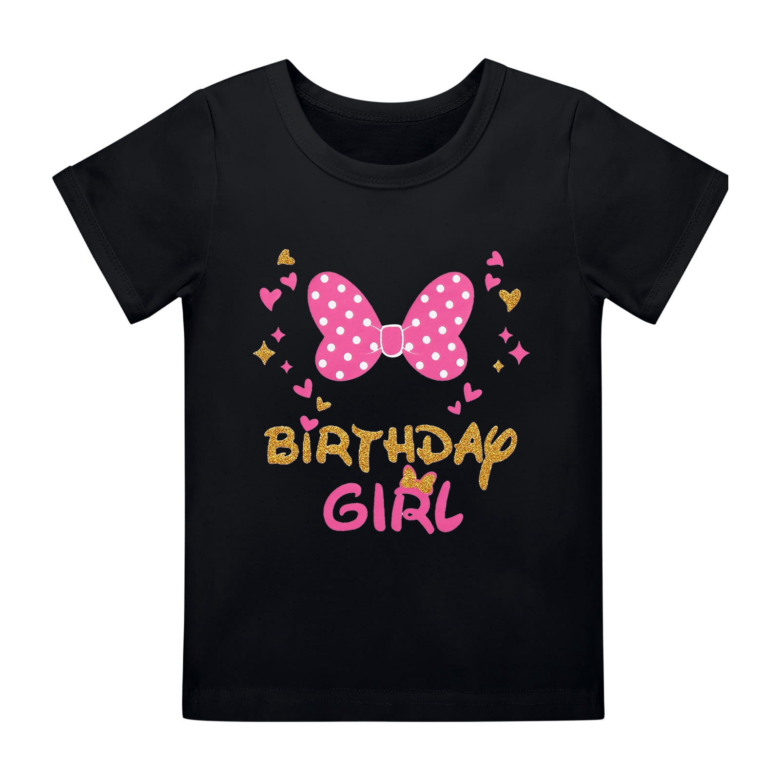 IBTOM CASTLE Toddler Girls Birthday Outfit Polka Dots Tops Tutu Skirt Mouse Ears Headband for Cake Smash Photo Shoot 3 Years Black + Hot Pink - Bowknot
