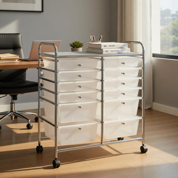 GVN 12 Storage Drawer Organizer Bins Rolling Cart