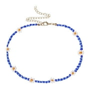 FANN Daisy Beaded Necklace Choker Beads Pearls Necklaces for Women Flower Jewlery Miss Personality Collar