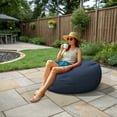 thumbnail image 2 of Covers & all Contemporary Olefin Pear Shape Bean Bag, UV Resistant Bean Bag Lounger for Reading Books or Gaming - Navy Blue (M, 20 L x 20 W x 31 H inch)(Beans not included), 2 of 6
