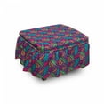 thumbnail image 1 of Botanical Ottoman Cover, Colorful Exotic Leaves, 2 Piece Slipcover Set with Ruffle Skirt for Square Round Cube Footstool Decorative Home Accent, Standard Size, Multicolor, by Ambesonne, 1 of 1
