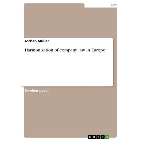 Harmonization of company law in Europe - eBook