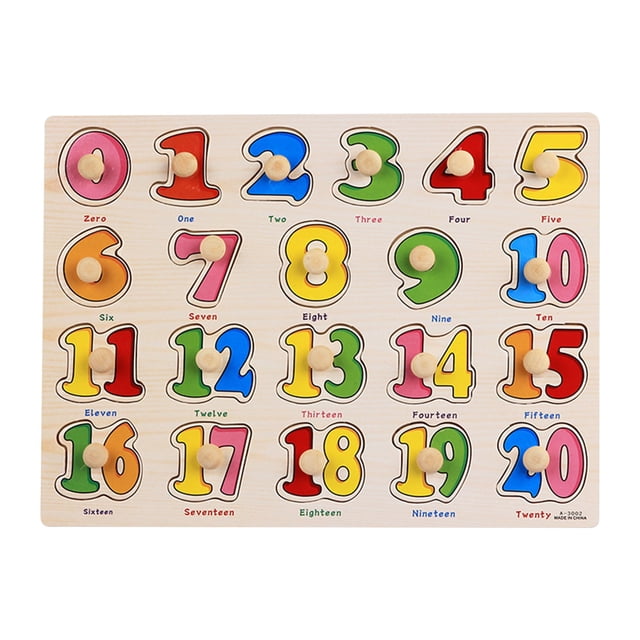 Jindong Kids Wooden Peg Puzzles Set with Alphabet Numbers Fruits Animals and Vehicles