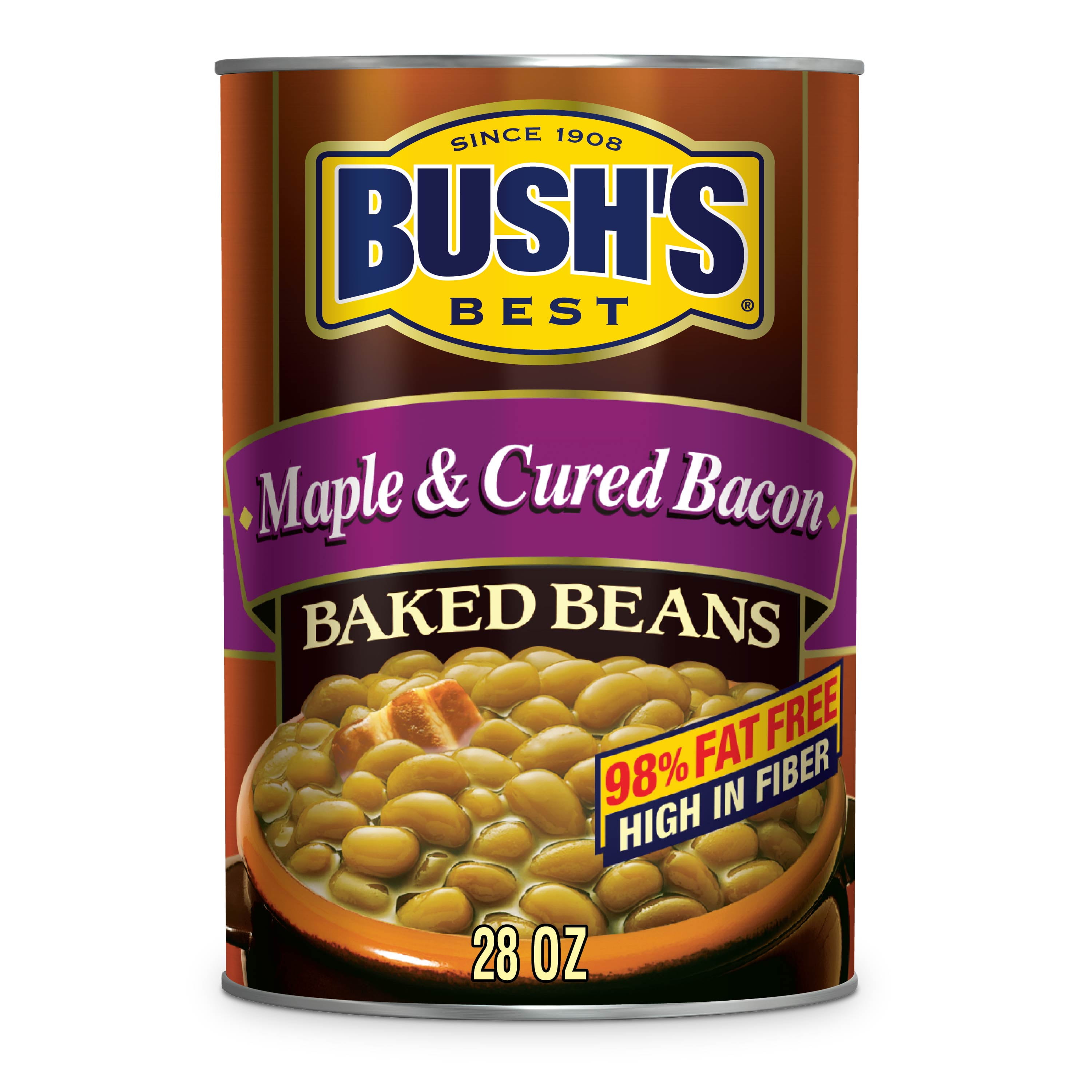 BUSH'S Maple and Cured Bacon Baked Beans, Plant Based Protein, Canned Beans, 28 oz