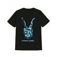 thumbnail image 1 of Camiseta gráfica negra para hombre - Estampado de calavera de conejo inspirado en Donnie Darko, cuello redondo informal, manga corta, camiseta de verano, tela de algodón suave, camiseta informal de ve, 1 of 5