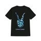 thumbnail image 1 of Camiseta gráfica negra para hombre - Estampado de calavera de conejo inspirado en Donnie Darko, cuello redondo informal, manga corta, camiseta de verano, tela de algodón suave, camiseta informal de ve, 1 of 5