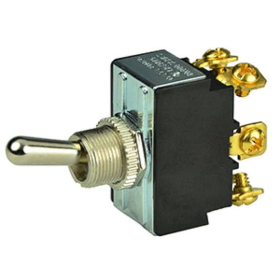 4" Black and Silver BEP Marine DPDT Durable Chrome Plated Toggle Switch