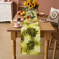 thumbnail image 2 of Yellow Black Flowers Table Runner 48 Inches, Modern Abstract Blooms Floral Bed Runner Dresser Scarves Tabletop for Indoor Outdoor Parties/Ceremony/Banquet, 13" x 48", 2 of 9
