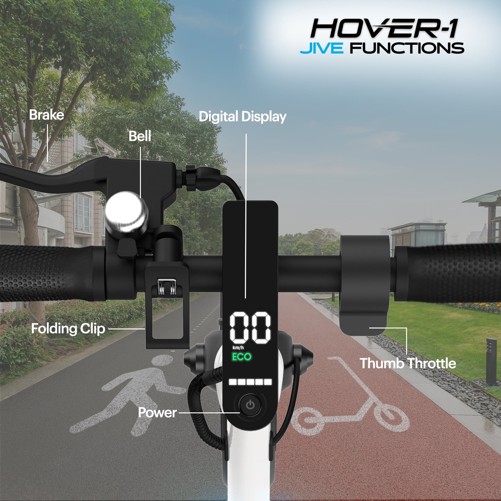 Hover1 Jive Self Balancing Folding Electric Scooter, 8.5 in Wheels, 16
