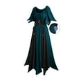 thumbnail image 4 of Fewfanhot Halloween Dresses for Women Gothic Chic Dress: Wine & Black Color-Block Bubble Sleeve Dress with Corset Waist, 4 of 6