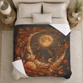 thumbnail image 5 of Autumn Night Moonlit Scene, Mystical Bird Art Scene, Warm Flannel Blanket for Living Room and Reading Nook with Detailed Artwork, Bird Lovers Thanksgiving Gift, Artistic Home Decor, 5 of 9