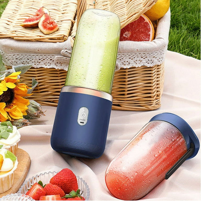 Portable Blender Cup Automatic Small Glass Juice Cup for Travel Sports Kitchen Blue Single Cup Without Cover
