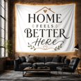 thumbnail image 6 of Home Feels Better Typography Scene with Roof and Leaves, Cozy Farmhouse Style for Farmhouse Decor Lovers, Wall Decor, Housewarming Gift, Tapestry Wall Hanging for Bedroom and Dorm, 6 of 7