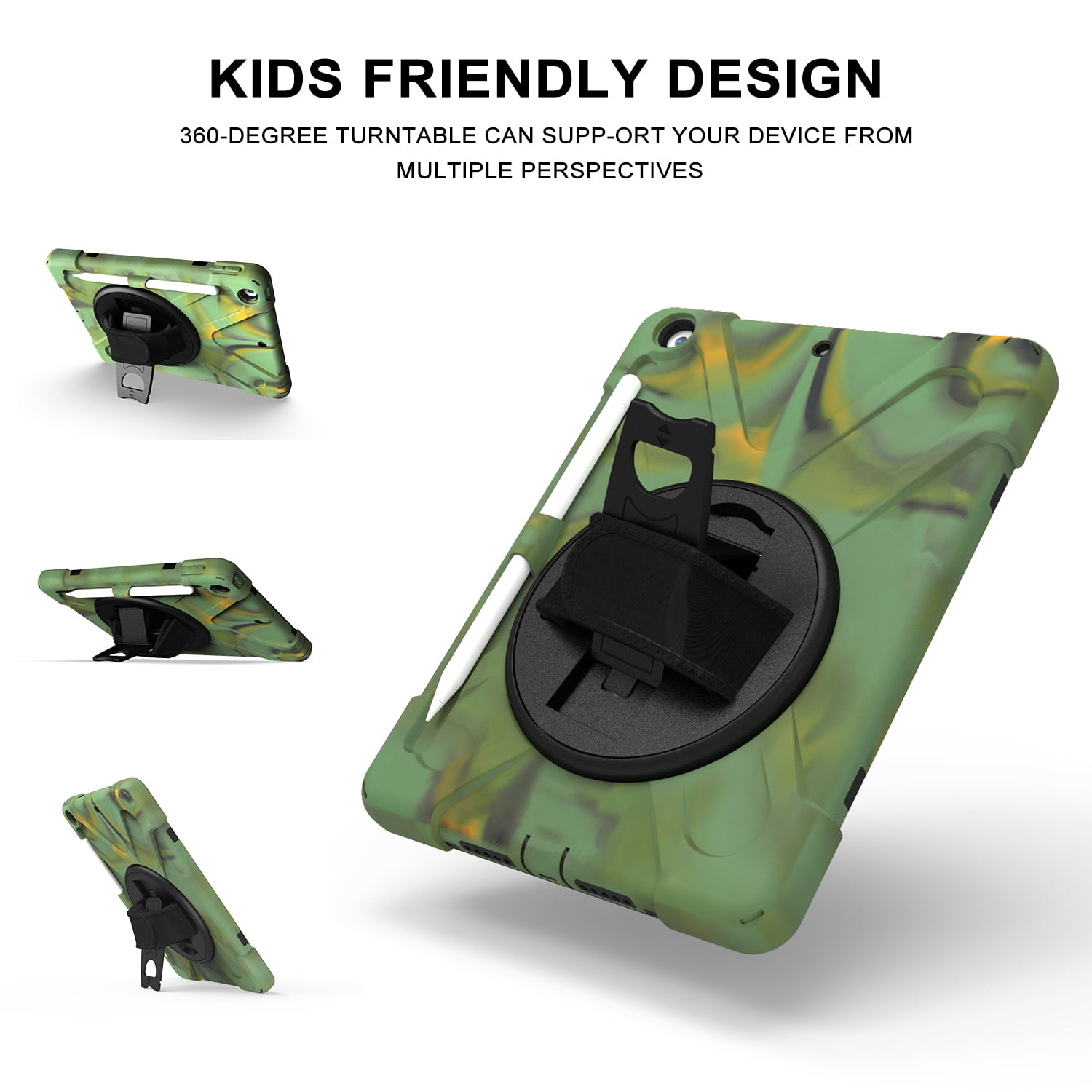 KIQ iPad 8th 7th Generation Case 10.2 inch 2019/2020, Shockproof Rugged Military Grade Case for Apple iPad 10.2 7th/8th Gen [Camouflage]