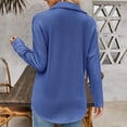 thumbnail image 4 of Olyvenn Fashion Womens Shacket Casual Button Down Shirts Loose Boyfriend Shirt Jackets Tops Jacquard Lightweight Long Sleeve Shirts Fall Tops Fashion Blue 8, 4 of 8