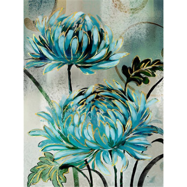 Pintura de diamante cuadrado Flor azul Resina Taladro completo Diamante de imitación Hugtrwg Para estrenar