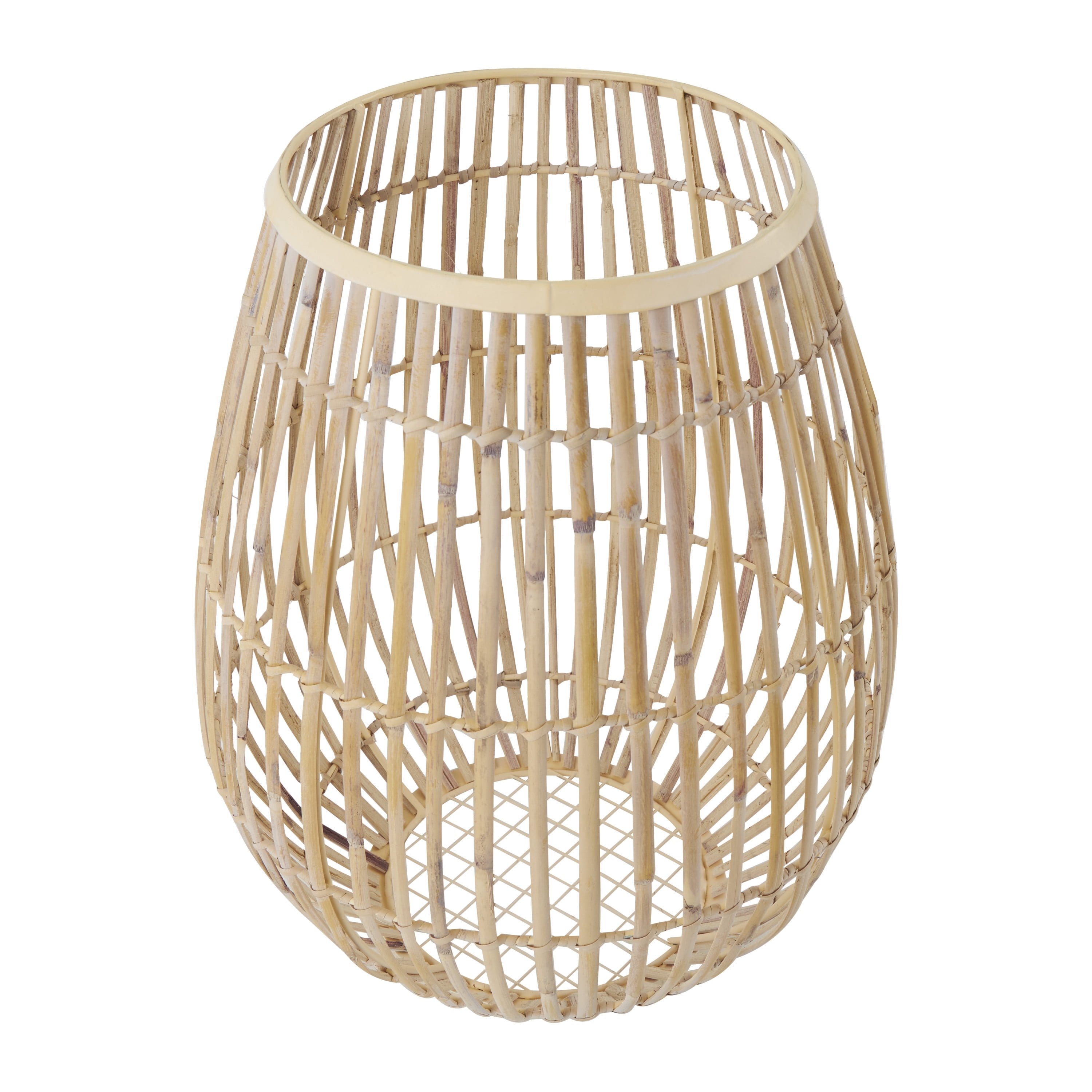 DecMode 15" Handmade Open Frame Round Brown Bamboo Vase
