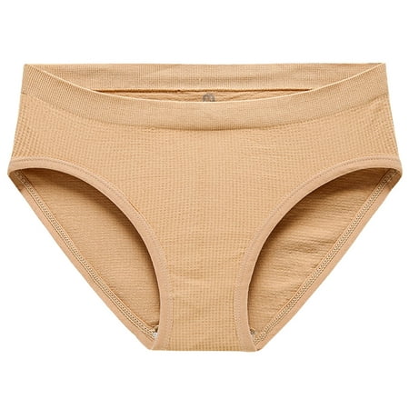 

TAIAOJING Cotton Underwear For Women Abdominal Low Waist Seamless Elastic T Pants Seamless Solid Color Waist Thin Panties 6 Pack