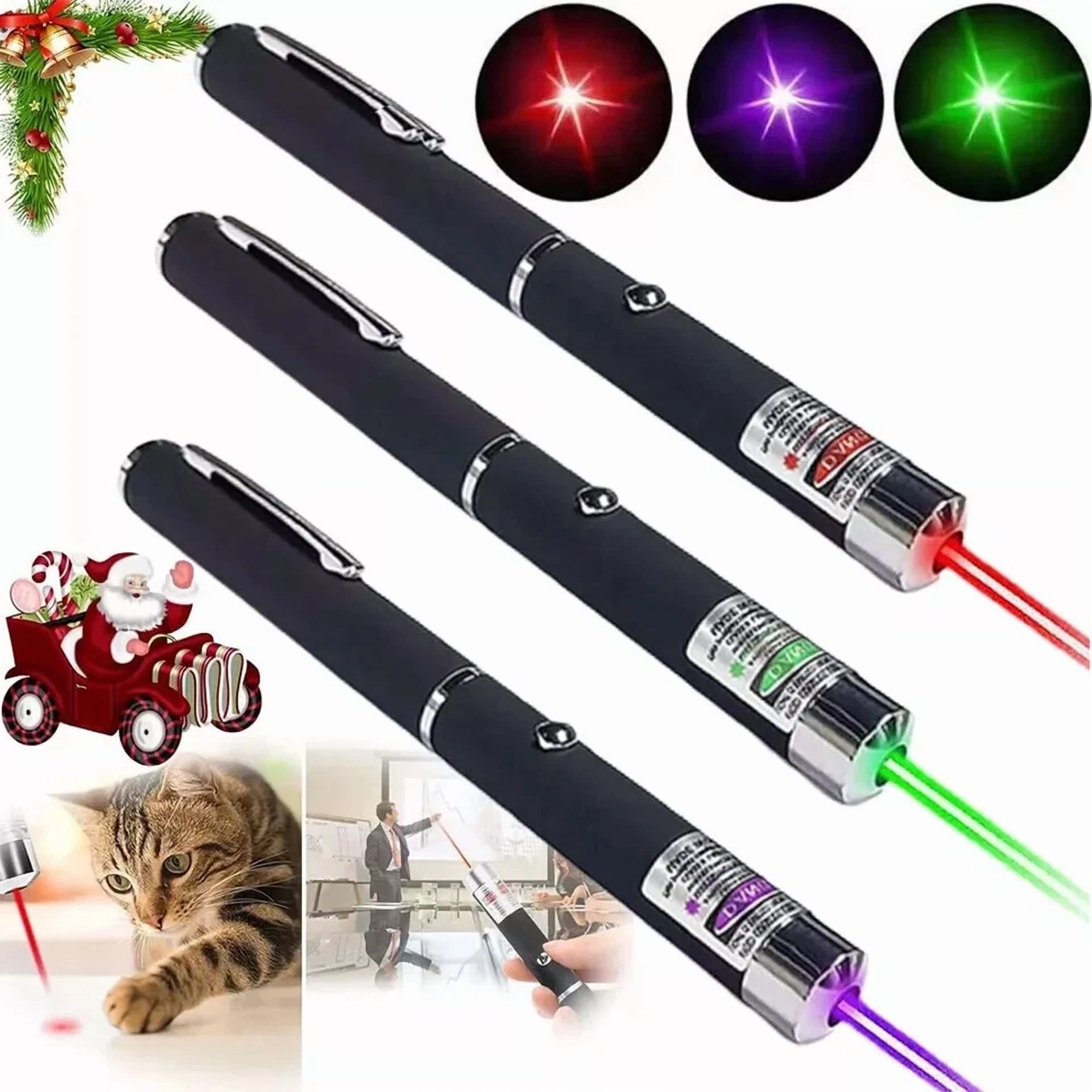 CRESTIN- 3 Packs 900Mile Laser Pointer Pen Green Blue Red Light Visible Beam Lazer
