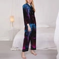 thumbnail image 3 of Yiaed Futuristic Purple Panther Print Pajamas Women's Long Sleeve Sleepwear Soft Button Down Loungewear Pjs Lounge Set Nightwear Womens Pajama Pants-Medium, 3 of 7
