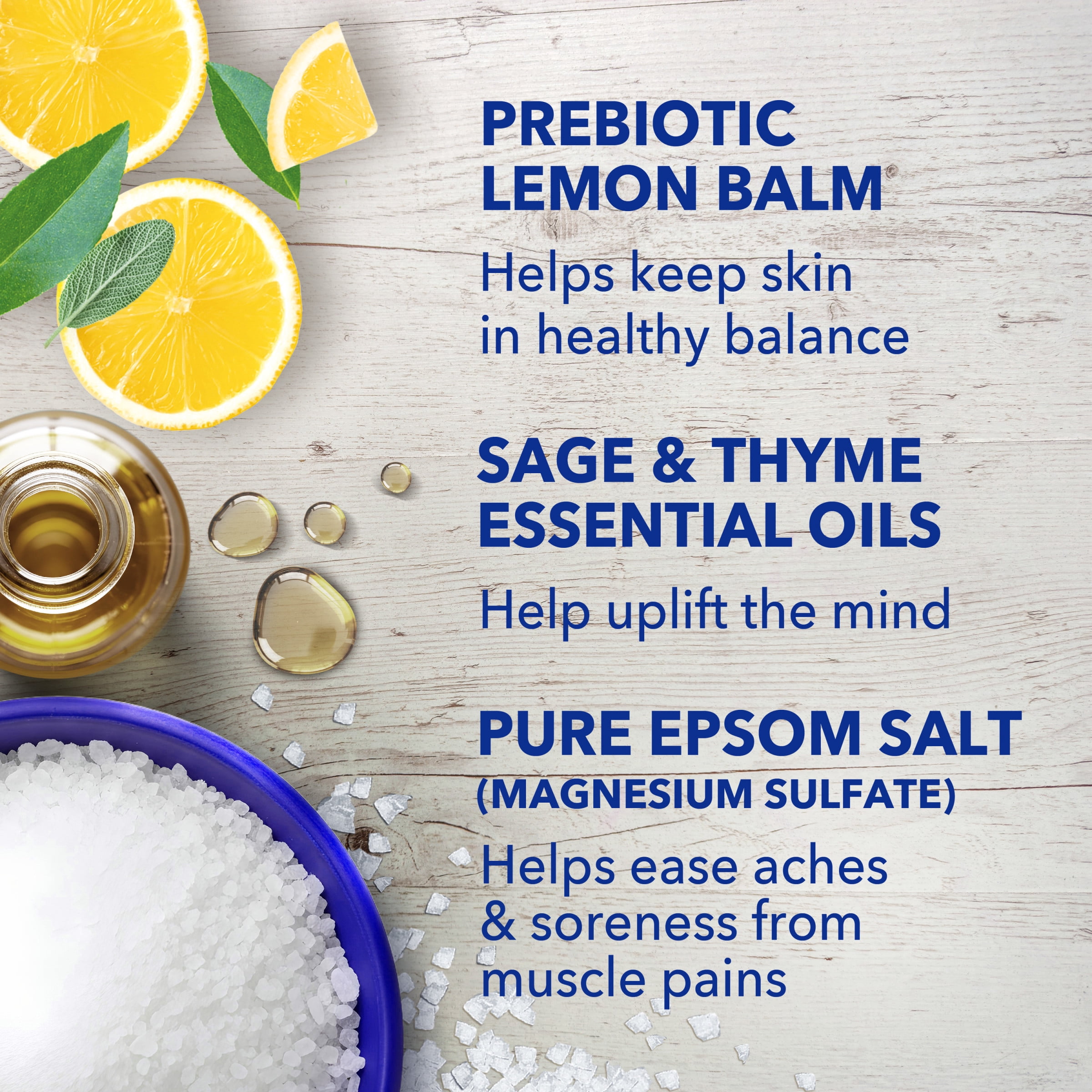 Dr Teal's Epsom Salt Magnesium Soak,  Prebiotic Lemon Balm, 3 lbs