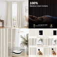 thumbnail image 2 of Cream Linen Blackout Curtains 102 Inch Length 2 Panels Set for Living Room Bedroom Back Tab Thermal Insulated 100 Black Out Linen Drapes Room Darkening Window Curtains, 2 of 10