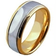 thumbnail image 3 of Tungsten Wedding Band Ring 8mm Men's Engagement Silver with Gold Dome Edges Comfort Fit, 3 of 4