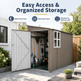 thumbnail image 3 of 4x9ft Outdoor Storage Shed, Waterproof Garden Tool Shed, Space-saving Lean-to Shed Wall Side Design, Sloping Roof, Reinforced Frame, with Window and 6 Air Vents, Lockable Patio Shed for Backyard, 3 of 9