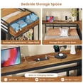 thumbnail image 5 of Bunk Bed Twin Over Twin with Desk, L-Shaped LED Gaming Metal Loft Bed with 6 Storage Drawers and Bed Side Boxes & Charging Staion, Black Space Saving Bedroom Furniture, 5 of 13