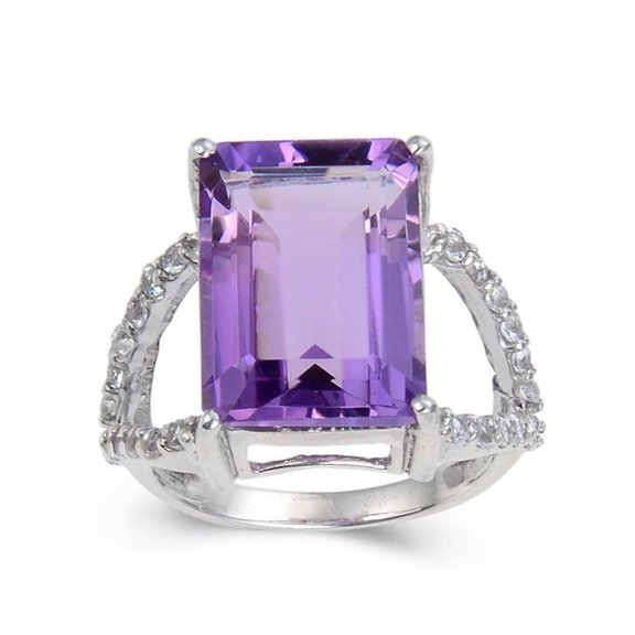 Amethyst Emerald Cut Statement Ring