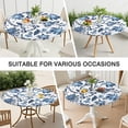thumbnail image 7 of 44in Round Tablecloth with Elastic Edge, Waterproof Fitted Table Cover for 36-44" Tables, Boho Theme Polyester Reusable Table Cloths Wipe Clean for Picnic, Dining, Outdoor Use and Party Decor, 7 of 7