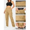 thumbnail image 3 of FEN AI Khaki Ripstop Cargo Work Pants Women Trousers for Casual Fishing Hiking w/Multi Pockets (No Belt), 3 of 9