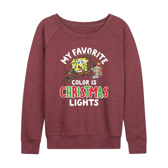 SpongeBob SquarePants - My Favorite Color Is Christmas Lights - Women's Lightweight French Terry Long Sleeve Shirt