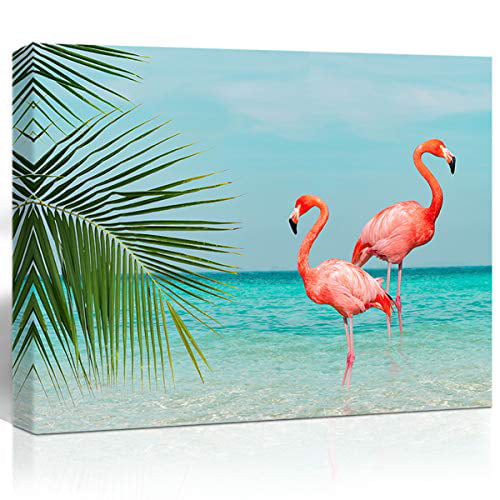 Modern Pink Flamingo Canvas Painting Print For Home Porch Restaurant Decor PICK 