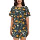 thumbnail image 1 of Fotbe Pumpkin Conjunto de Pijama Estampado para Mujer, 2 Piezas, Ropa de Dormir con Camiseta de Manga Corta y Shorts Suaves-Large, 1 of 6