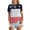 thumbnail image 2 of Pompotops Femmes Mode Indépendance Jour Imprimer Femmes Col Rond en Vrac T-shirt Tops, 2 of 9