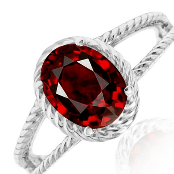 AoneJewelry 1.25 Carat Garnet Oval Shape Ring In 10K Solid Rose, White & Yellow Gold