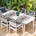 thumbnail image 2 of Yak Pink Flowers Table Cloths for 4 Foot Rectangle Tables, Elegant Pastoral Spring Floral Bathtub Patio Waterproof Elastic Fitted Tablecloths, Washable Rectangular Table Cover for Camping, 2 of 8