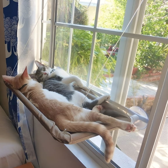 ACDANC Window Perch Hammock Window Mounted Cat Bed Cooling Breathable Canvas Suction Cups Sunbath Hammock Bed for Cats Dogs